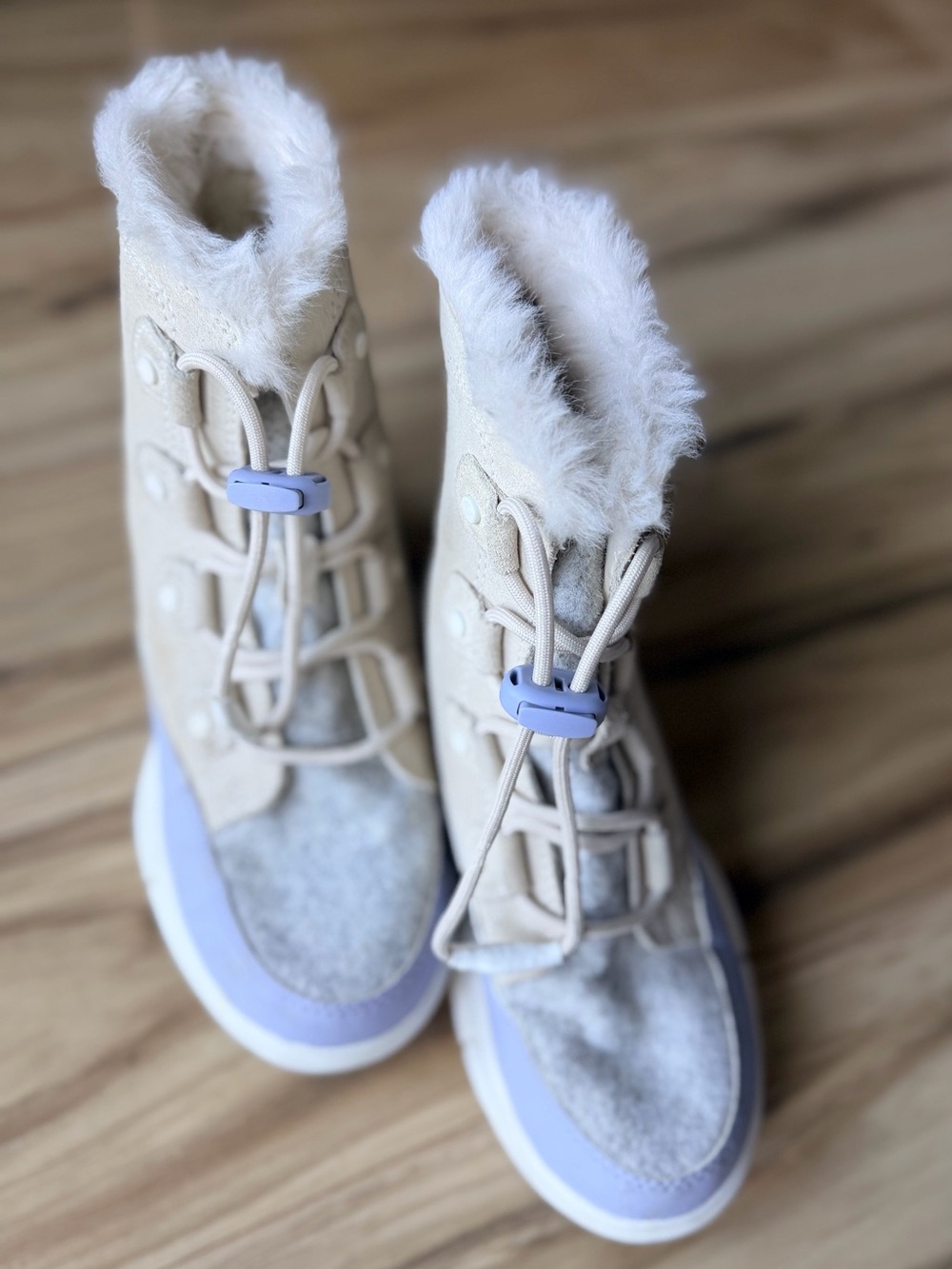 SOREL Kids' Explorer Waterproof Lace-Up Light Purple/Cream Winter Boots Size 2 - Picture 8 of 9